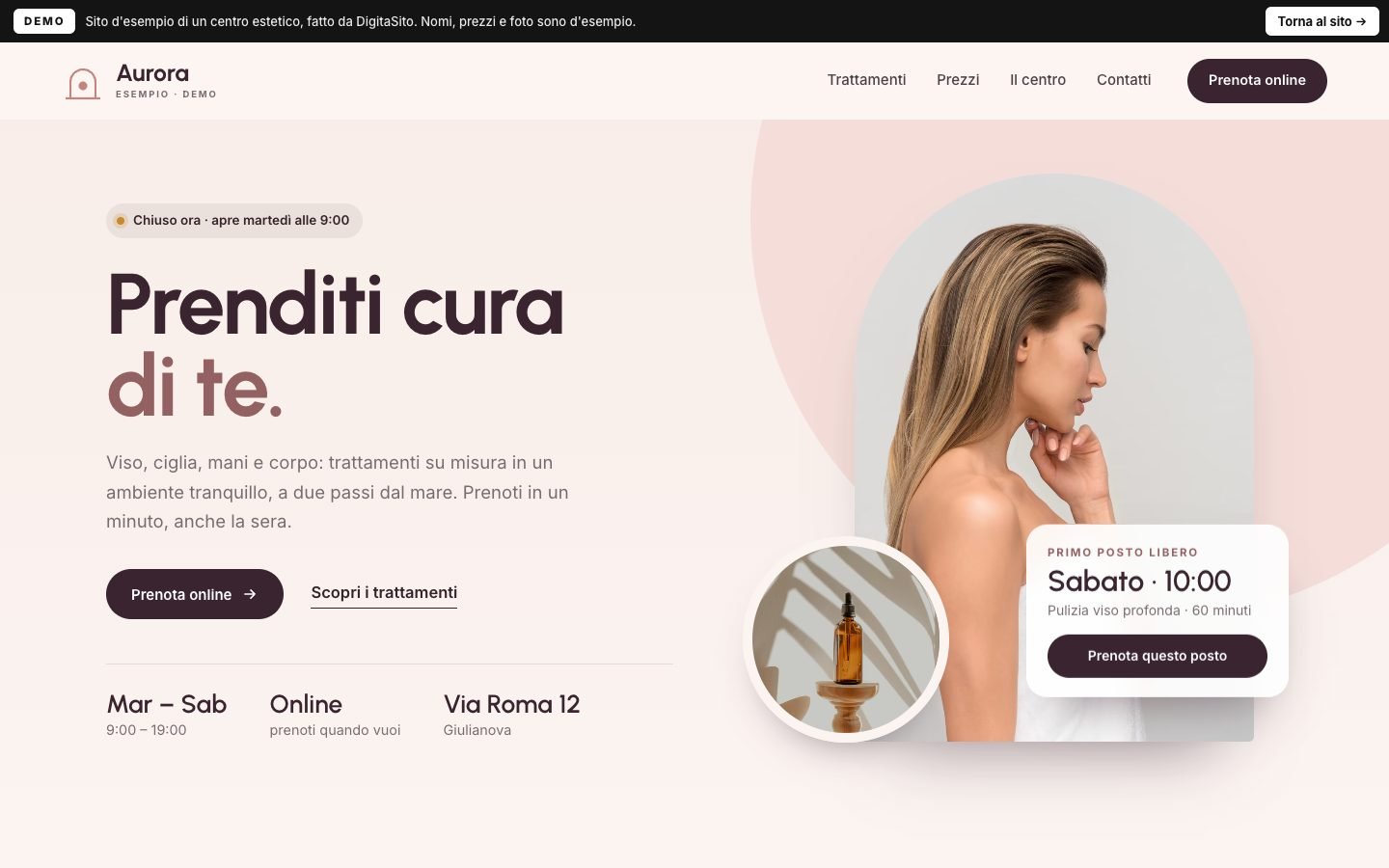 Schermata della demo: Home