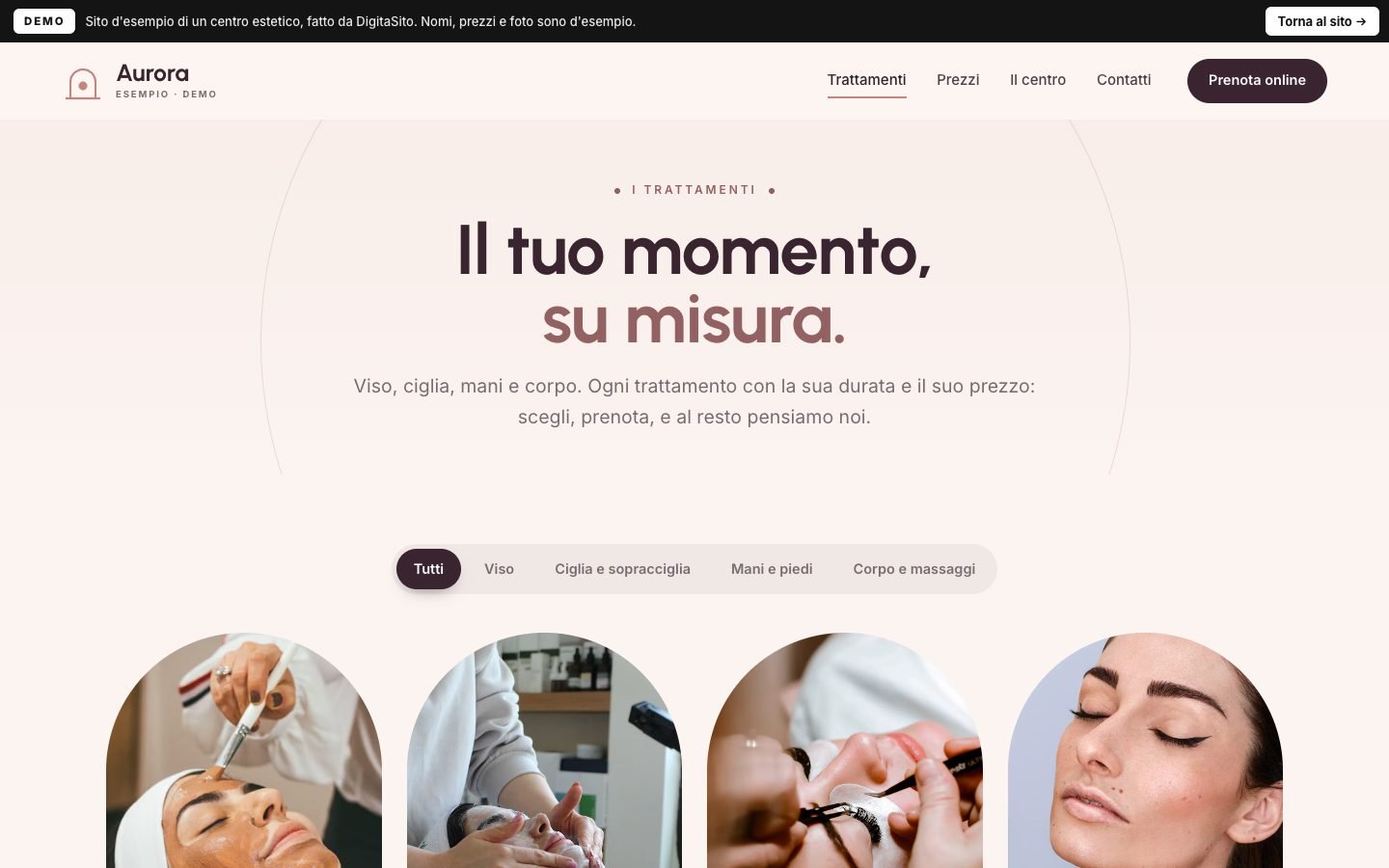 Schermata della demo: Trattamenti